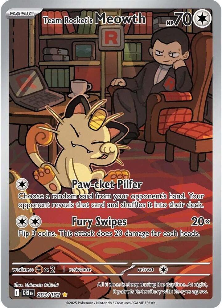 Team Rocket's Meowth - 203/182 - Illustration Rare (Inglés Foil NM)