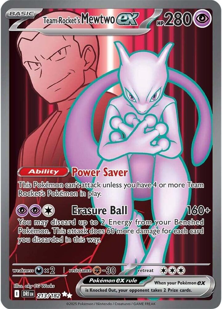 Team Rocket's Mewtwo ex - 213/182 - Ultra Rare (Inglés Foil NM)