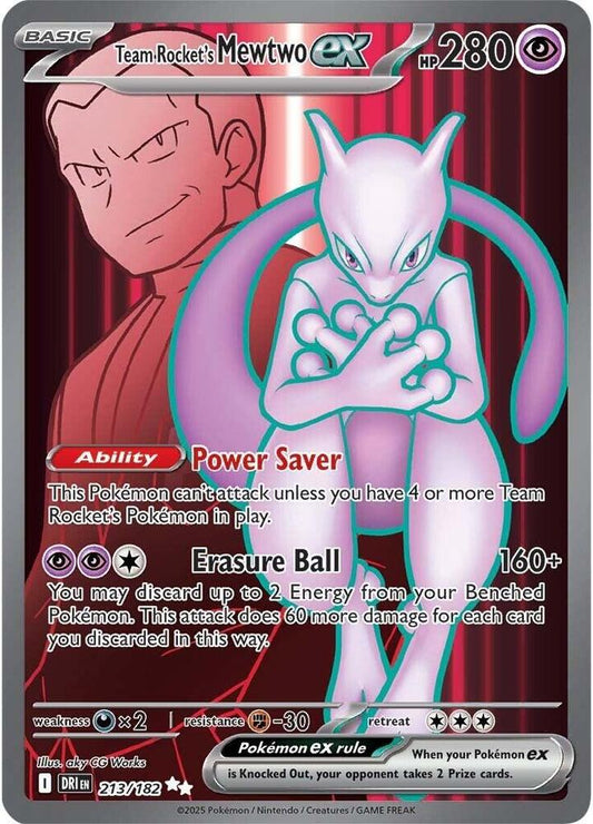 Team Rocket's Mewtwo ex - 213/182 - Ultra Rare (Inglés Foil NM)