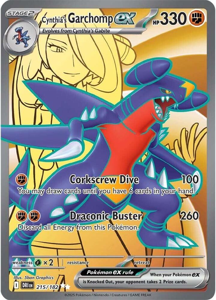 Cynthia's Garchomp ex - 215/182 - Ultra Rare (Español Latino Foil NM)