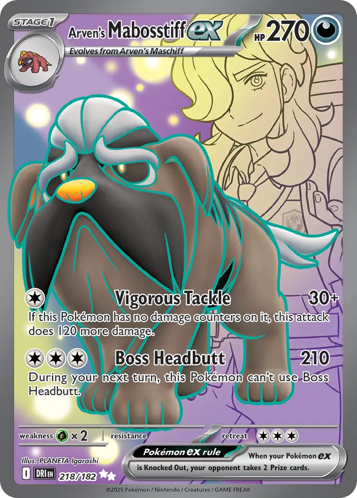 Arven's Mabosstiff ex - 218/182 - Ultra Rare (Inglés Foil NM)