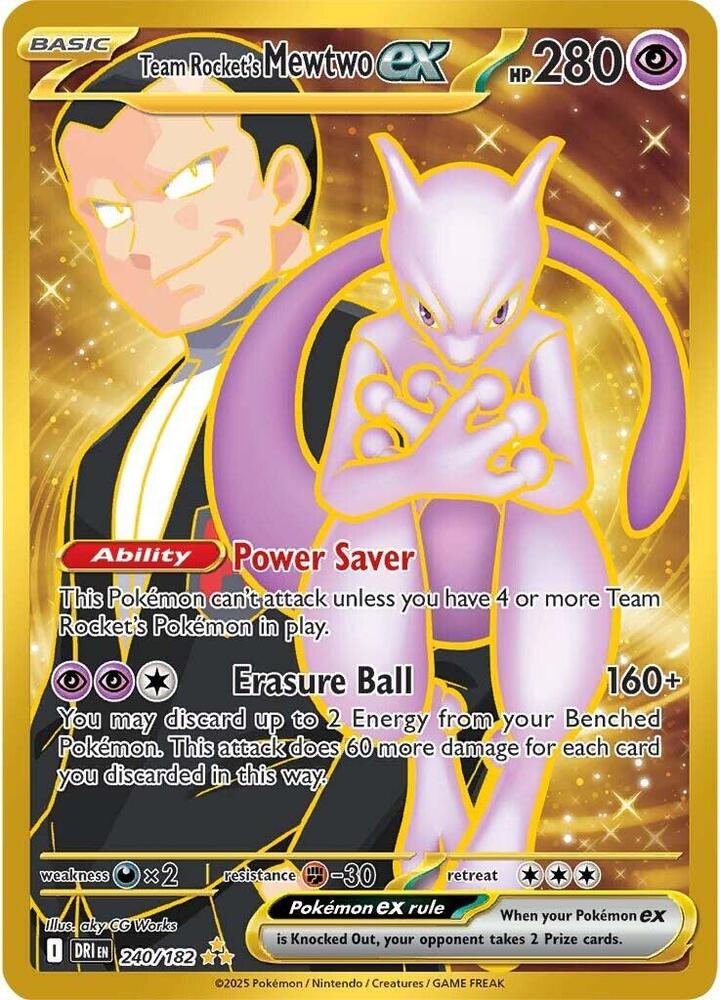 Team Rocket's Mewtwo ex - 240/182 - Hyper Rare (Inglés Foil NM)