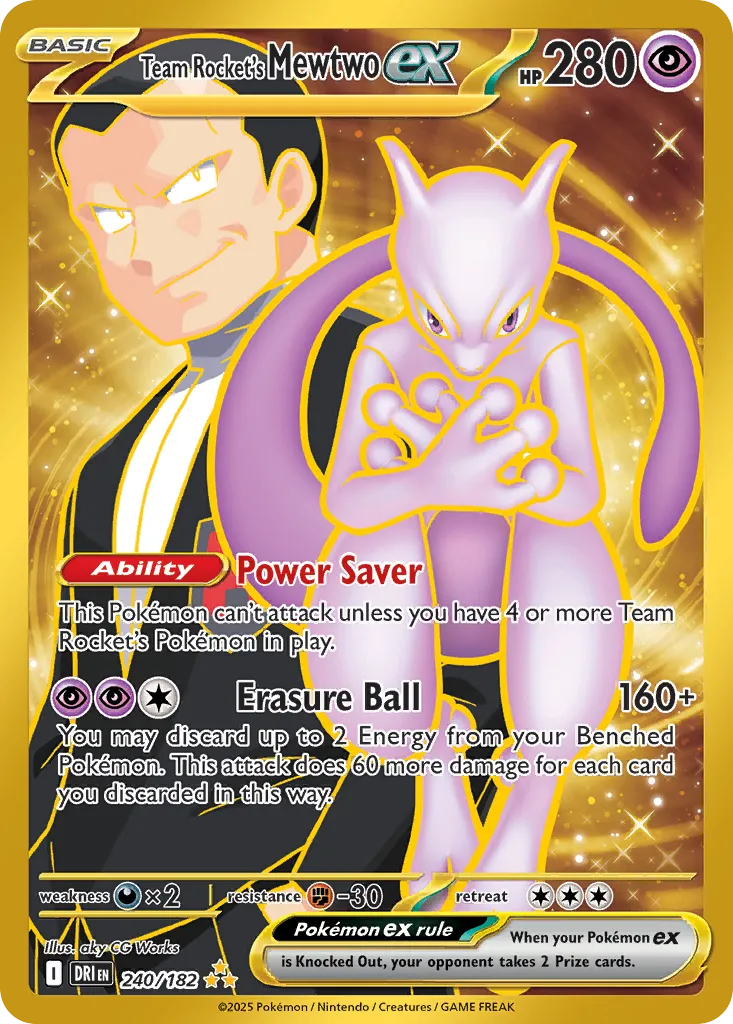 Team Rocket's Mewtwo ex - 240/182 - Hyper Rare (Español Foil NM)