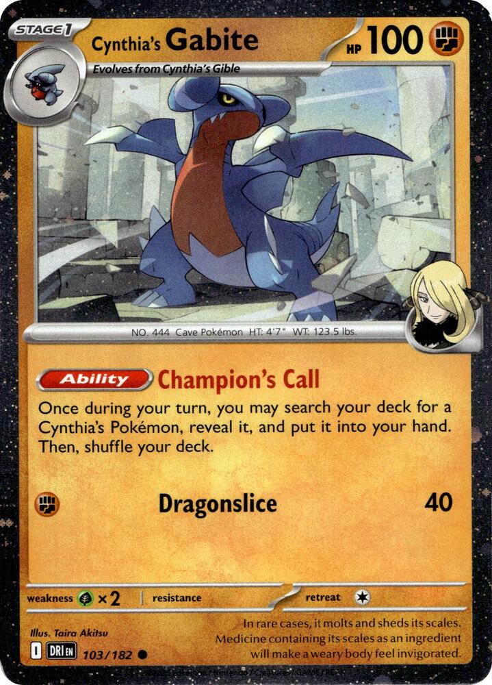 Cynthia's Gabite (Cosmos Holo) - 103/182 - Common (Inglés Foil NM)