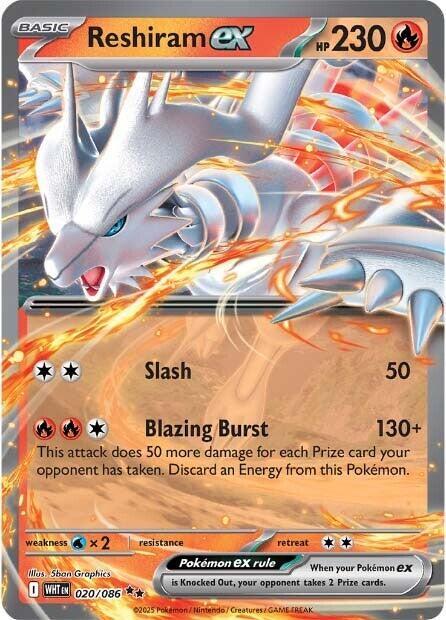 Reshiram ex - 020/086 - Double Rare (Inglés Foil NM)