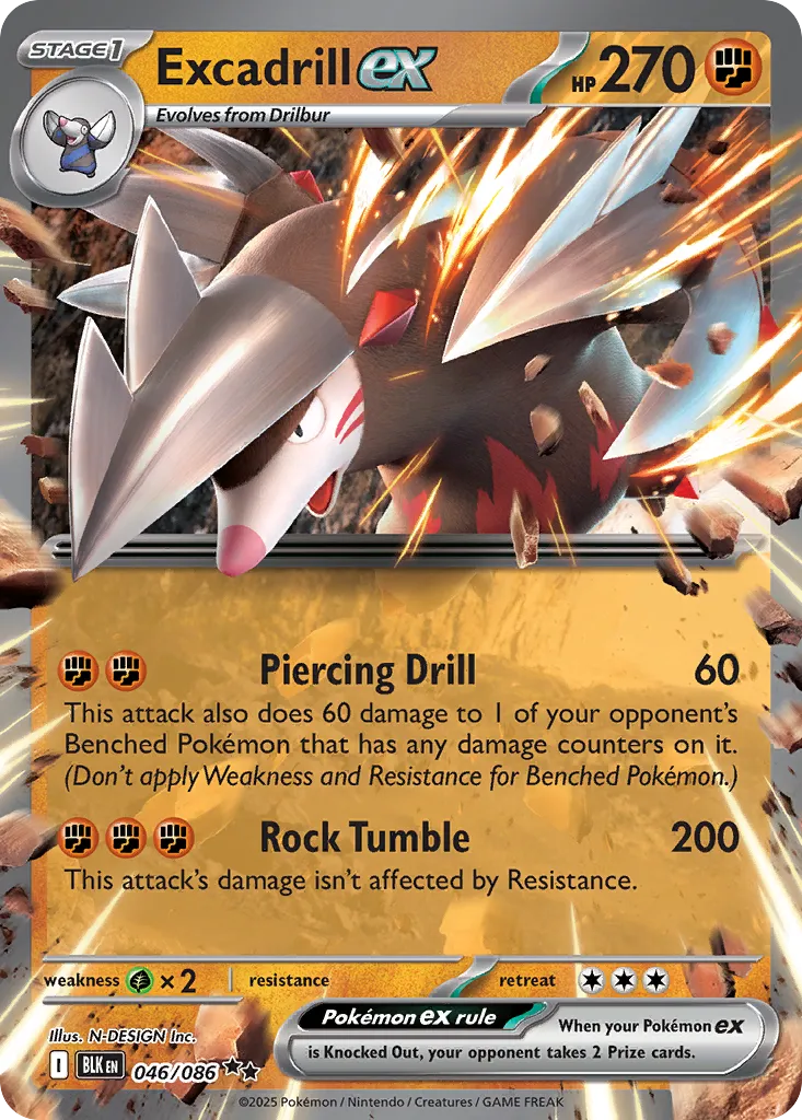 Excadrill ex - 046/086 - Double Rare (Inglés Foil NM)