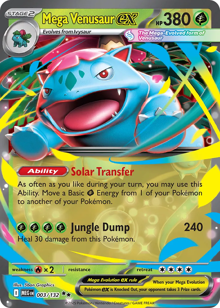 Mega Venusaur ex - 003/132 - Double Rare (Inglés Foil NM)