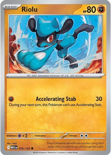 Riolu - 076/132 - Common (Inglés Reverse Holo NM)