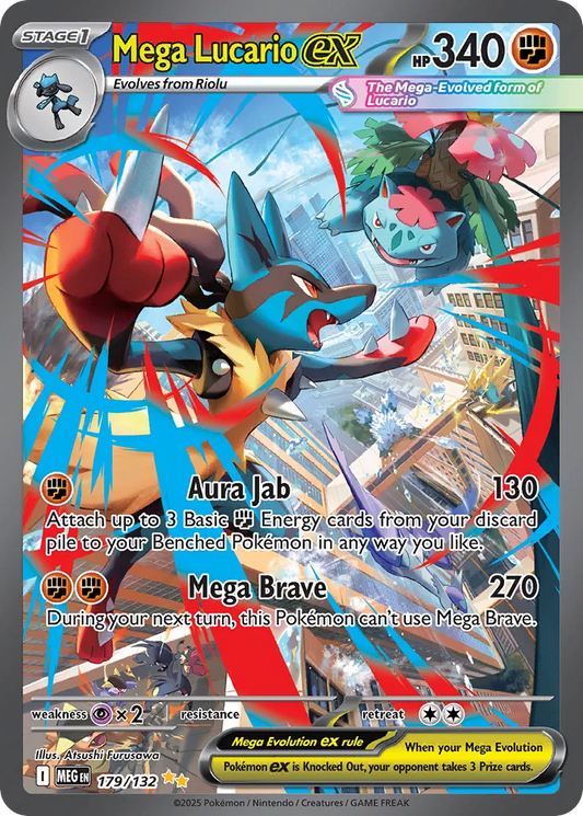 Mega Lucario ex - 179/132 - Special Illustration Rare (Inglés Foil NM)