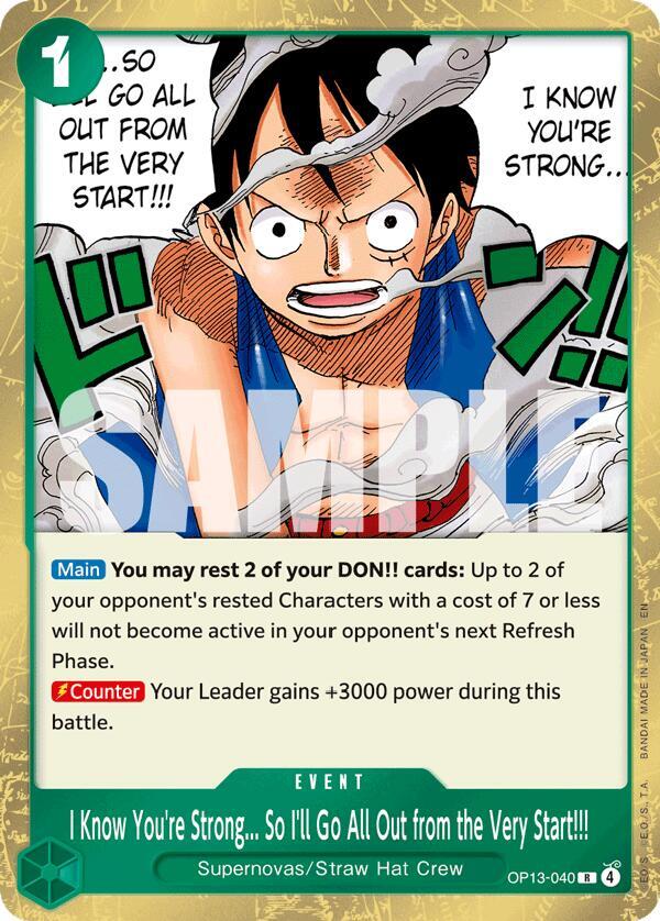 I Know You're Strong... So I'll Go All Out from the Very Start!!! - OP13-040 - Rare Foil (Inglés Foil NM)