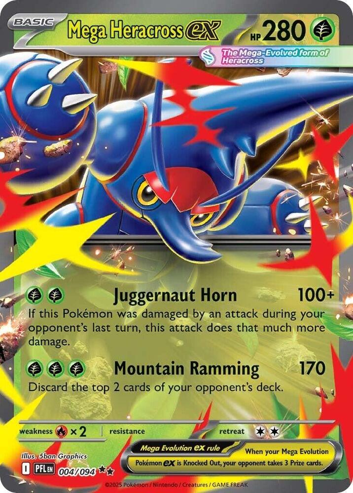 Mega Heracross ex - 004/094 - Double Rare (Inglés Foil NM)