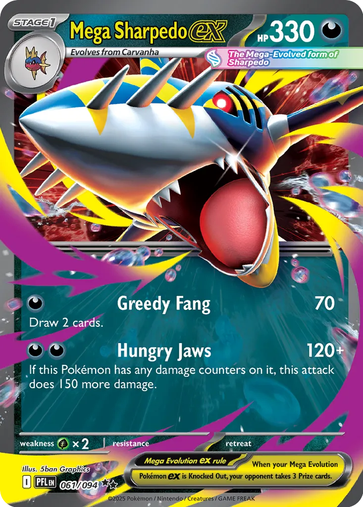 Mega Sharpedo ex - 061/094 - Double Rare (Inglés Foil NM)