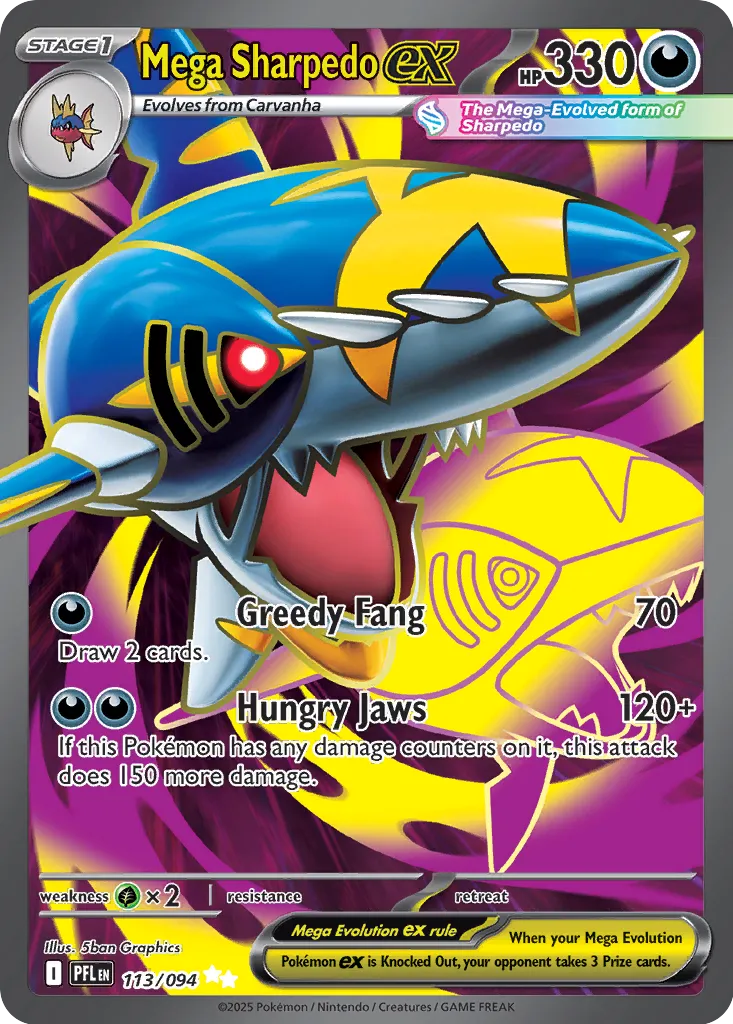 Mega Sharpedo ex - 113/094 - Ultra Rare (Portugués Foil NM)