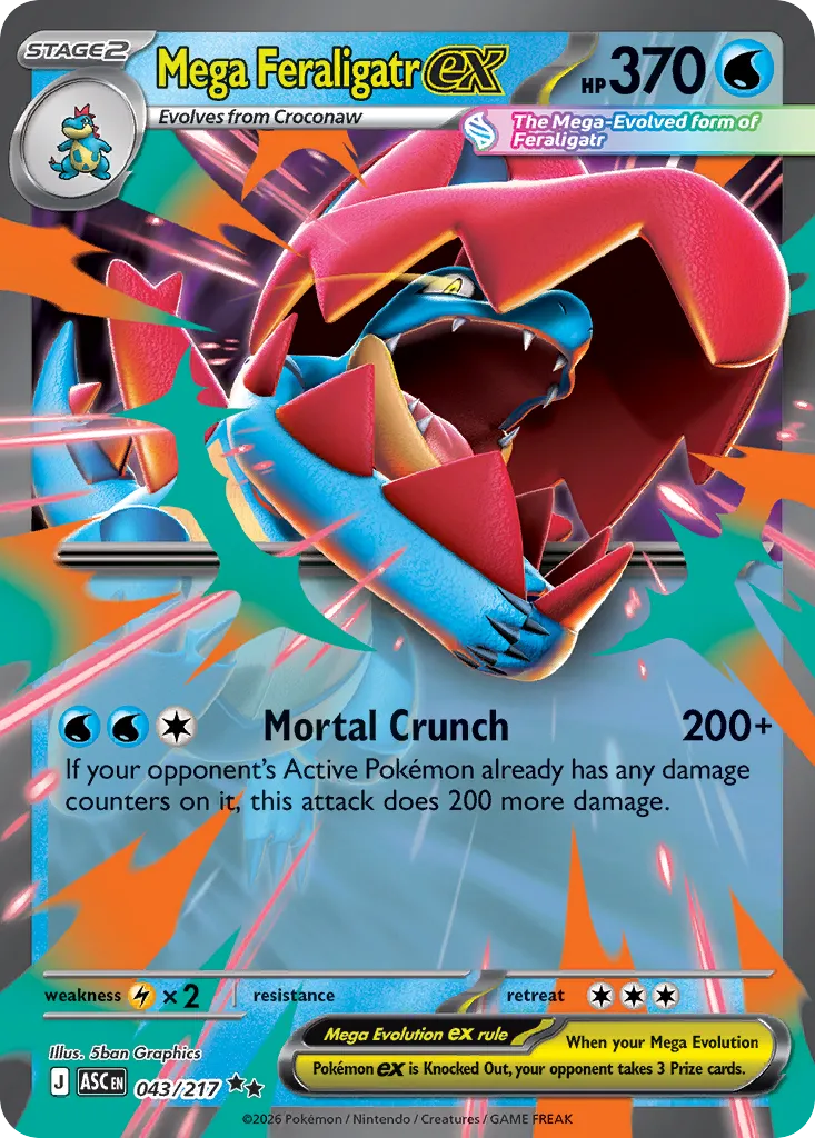 Mega Feraligatr ex - 043/217 - Double Rare (Inglés Foil NM)