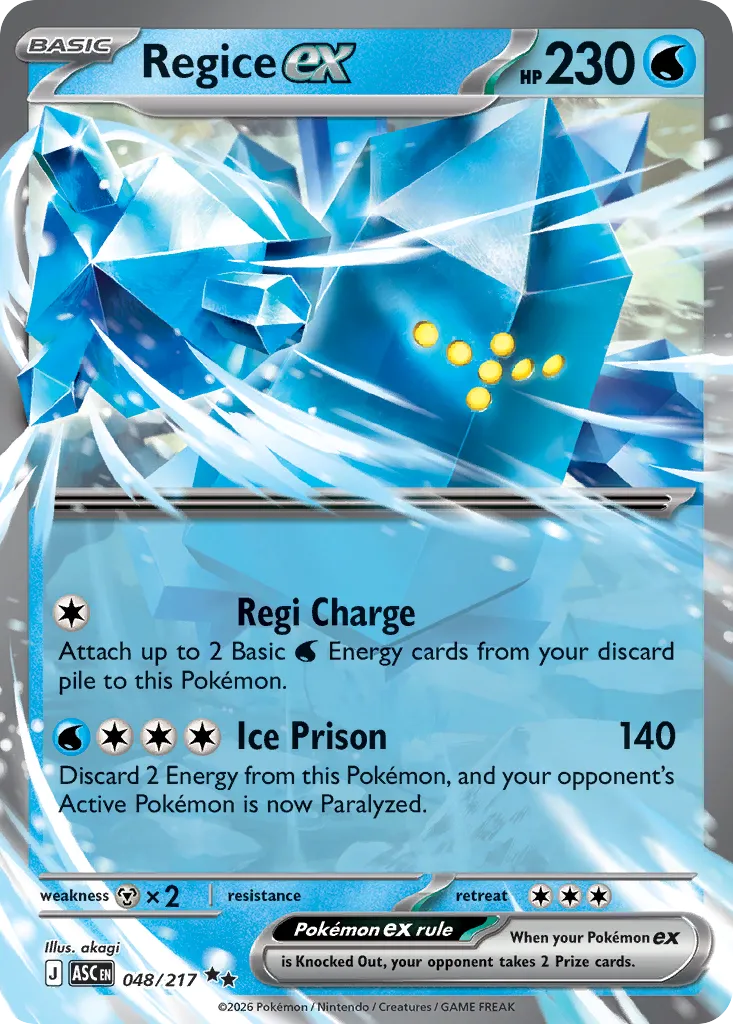 Regice ex - 048/217 - Double Rare (Inglés Foil NM)