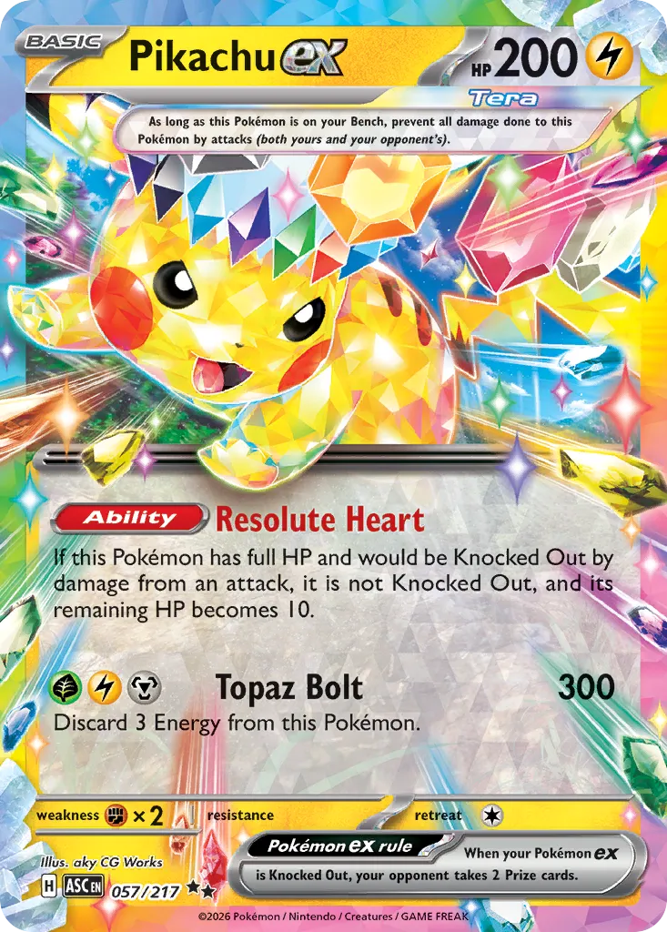 Pikachu ex - 057/217 - Double Rare (Inglés Foil NM)