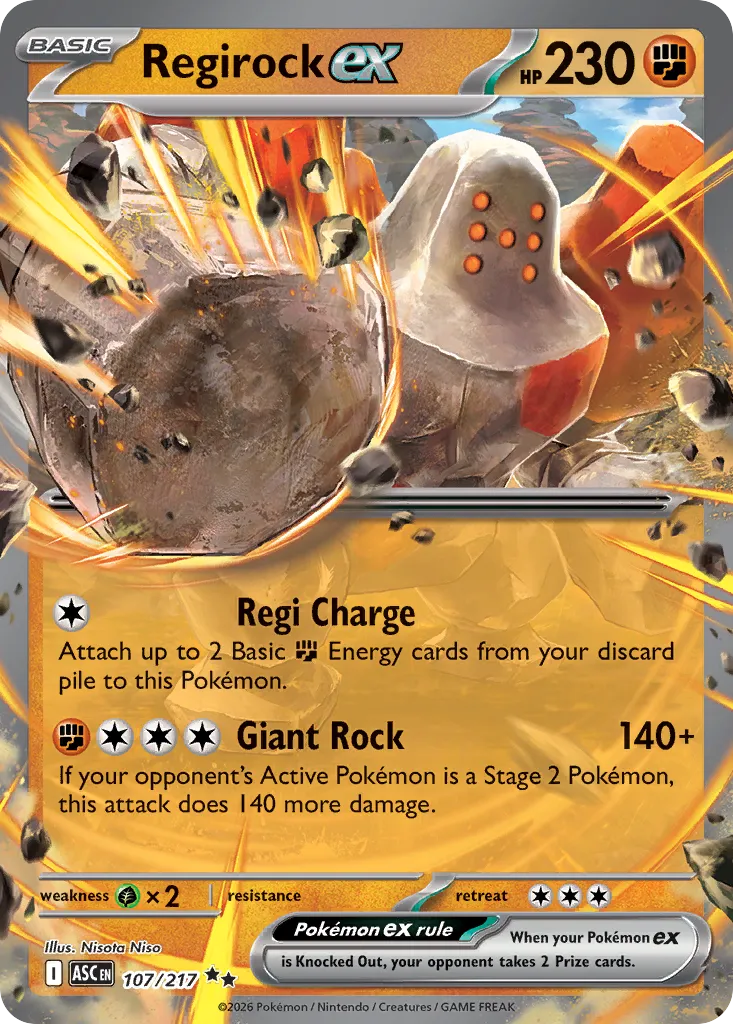 Regirock ex - 107/217 - Double Rare (Inglés Foil NM)