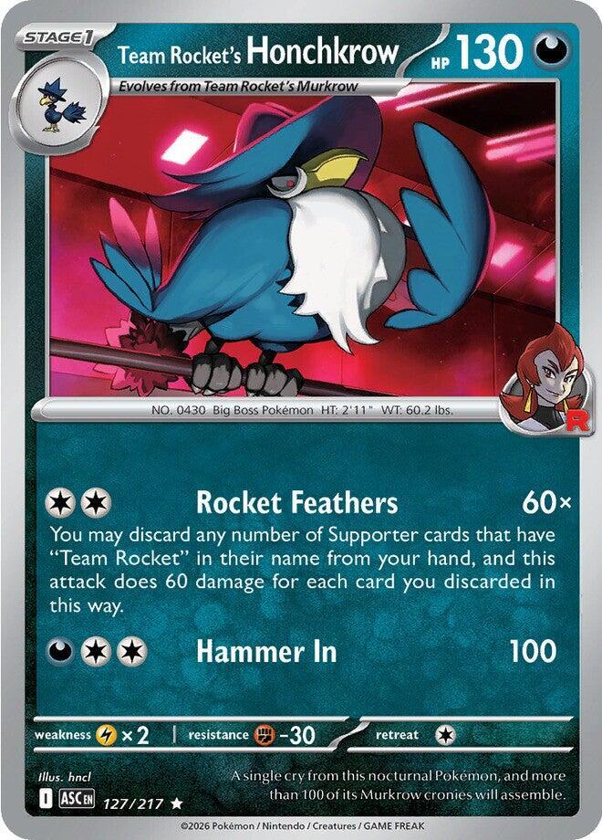 Team Rocket's Honchkrow - 127/217 - Rare (Inglés Foil NM)