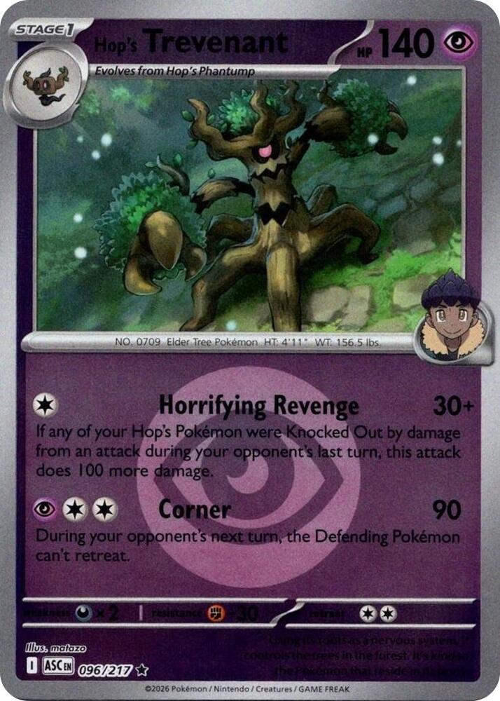 Hop's Trevenant - 096/217 (Energy Symbol Pattern) - 096/217 - Rare (Español Reverse Holo NM)