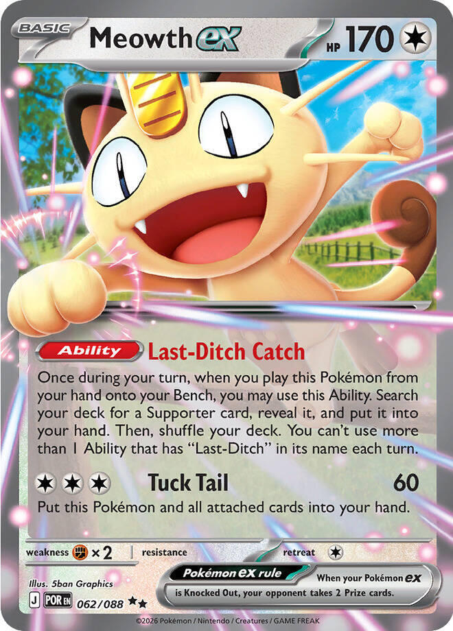 Meowth ex - 062/088 - Double Rare (Inglés Foil NM)