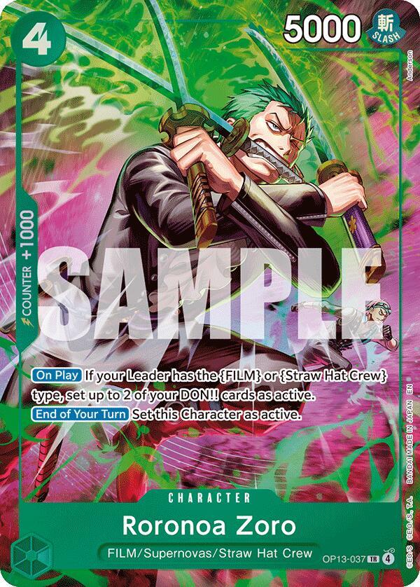 Roronoa Zoro (OP13-037) - OP13-037 - Treasure Rare Foil (Inglés Foil NM)