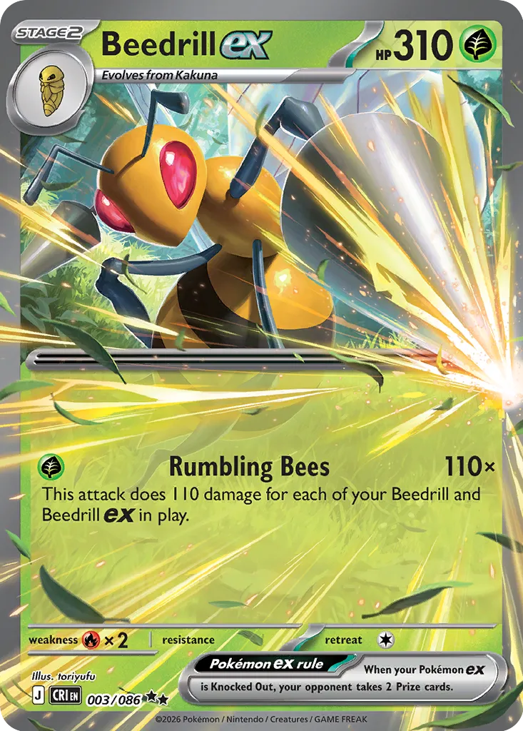 Beedrill ex - 003/086 - Double Rare (Inglés Foil NM)