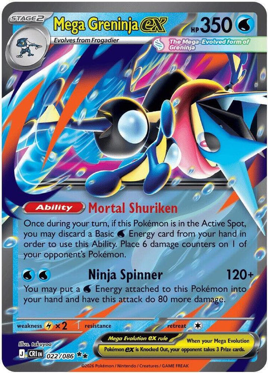 Mega Greninja ex - 022/086 - Double Rare (Inglés Foil NM)