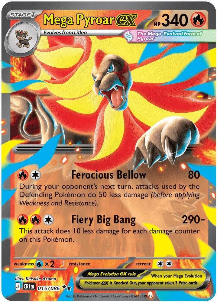 Mega Pyroar ex - 015/086 - Double Rare (Inglés Foil NM)