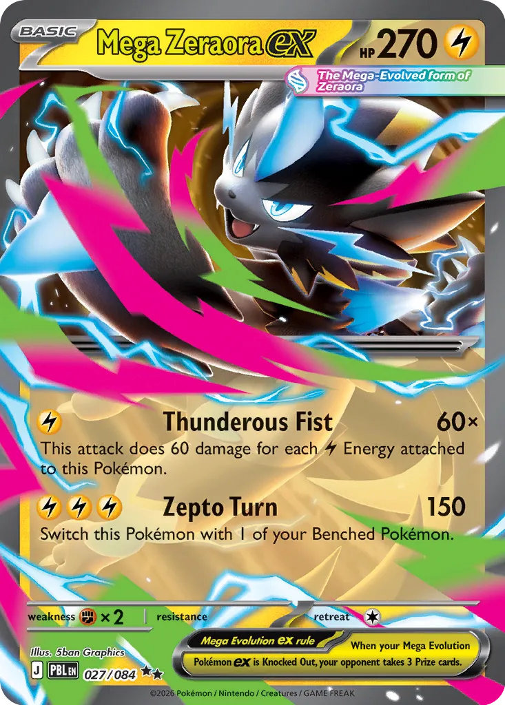 Mega Zeraora ex - 027/084 - Double Rare (Inglés Foil NM)