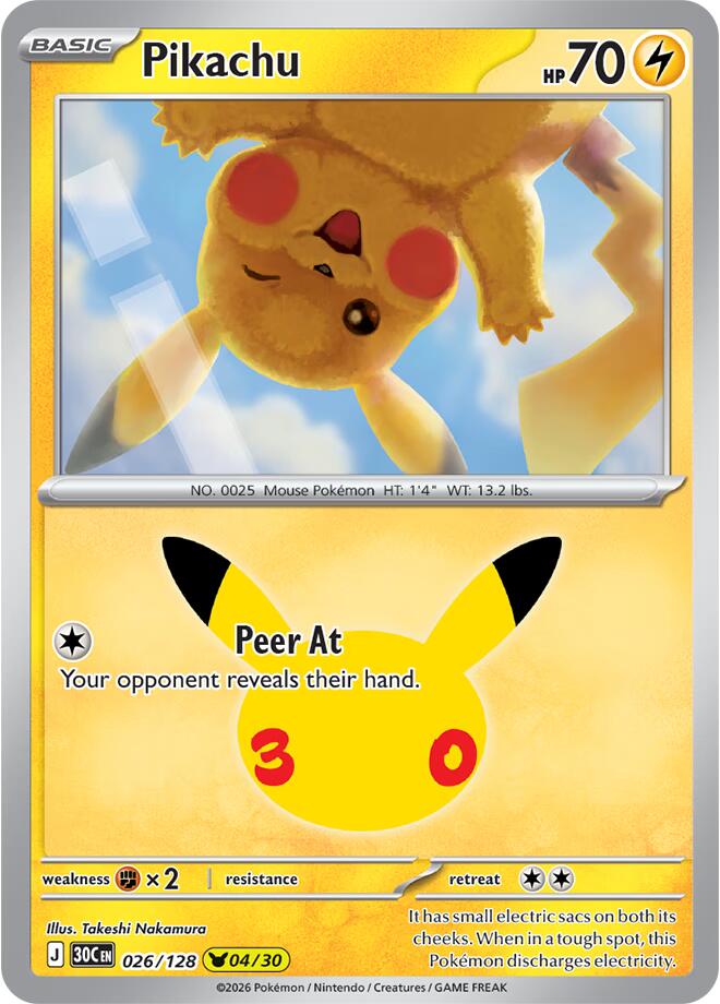 Pikachu - 026/128 - Pikachu Rare (Inglés Foil NM)