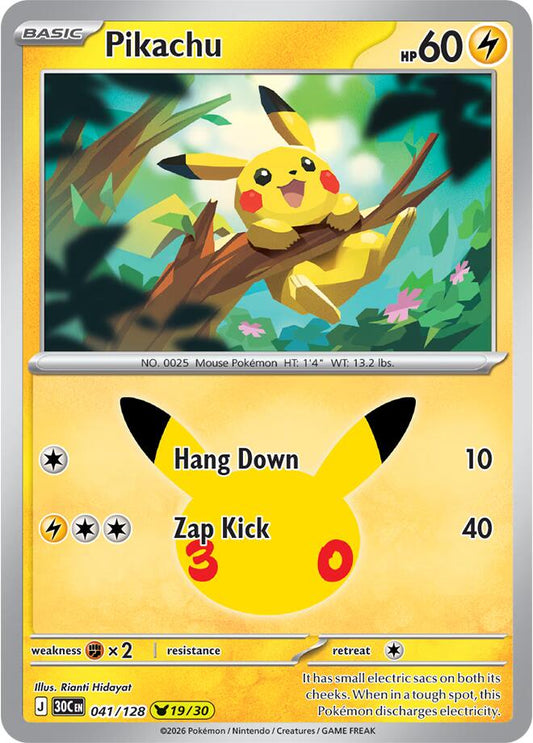 Pikachu - 041/128 - Pikachu Rare (Inglés Foil NM)