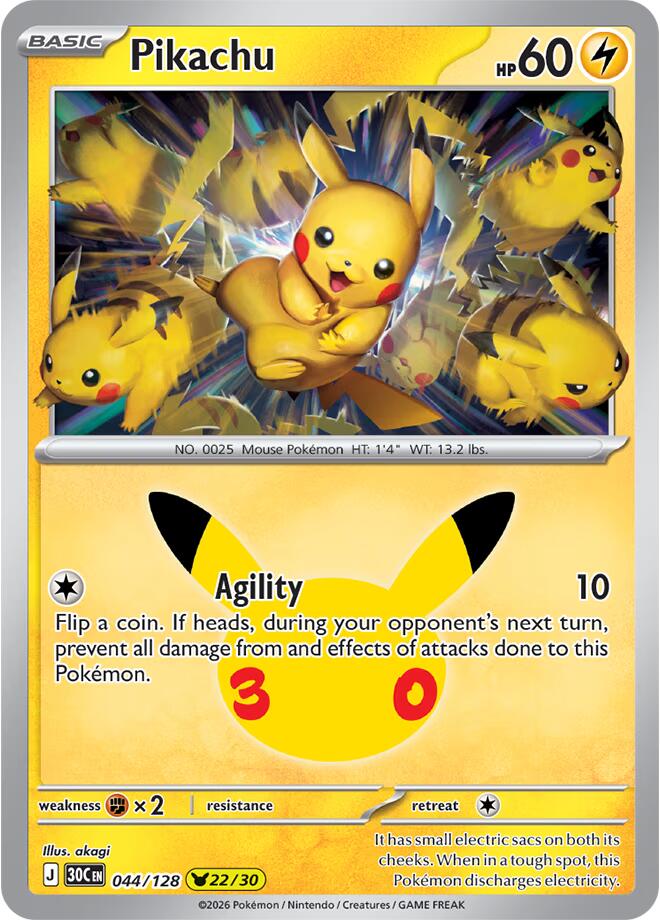 Pikachu - 044/128 - Pikachu Rare (Inglés Foil NM)