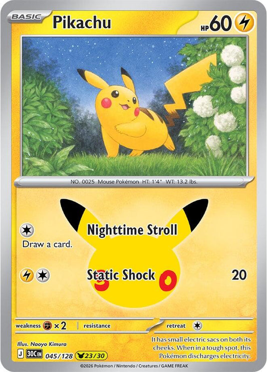 Pikachu - 045/128 - Pikachu Rare (Inglés Foil NM)