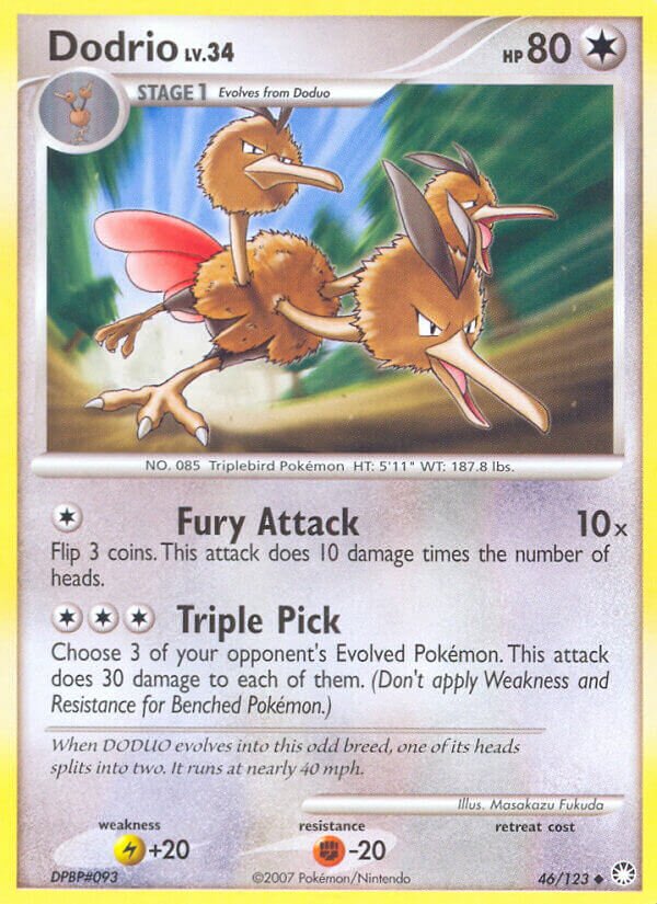 Dodrio - 46/123 - Uncommon (Inglés Reverse Holo HP)