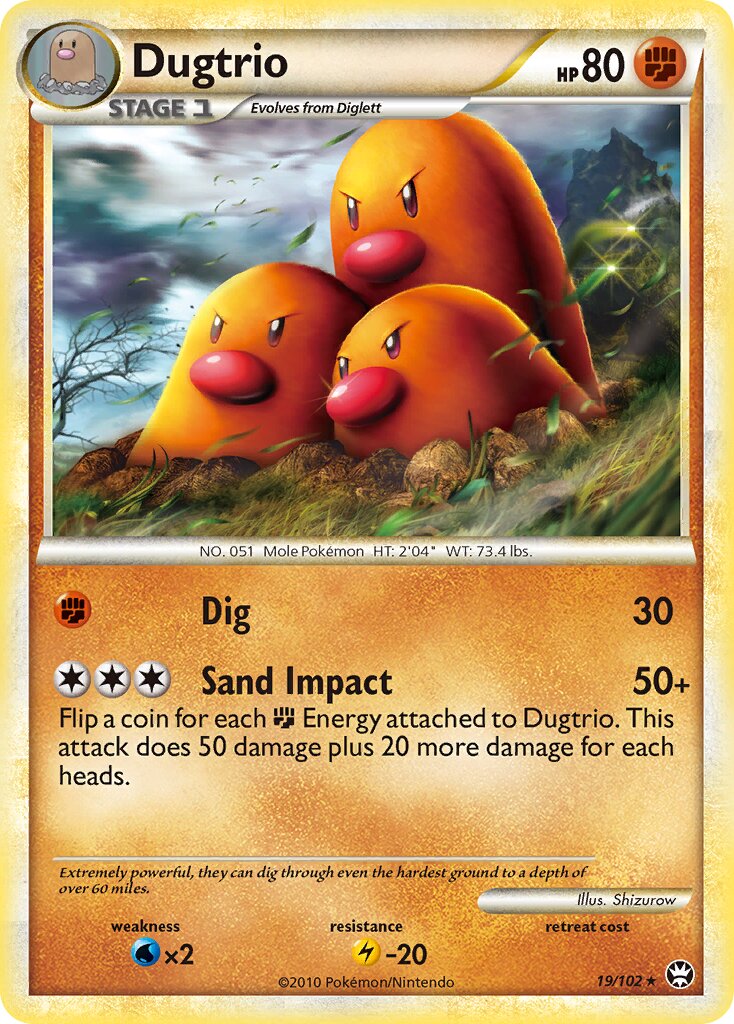 Dugtrio - 19/102 - Rare (Inglés HP)