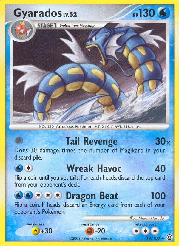 Gyarados - 19/100 - Rare (Inglés Reverse Holo MP)