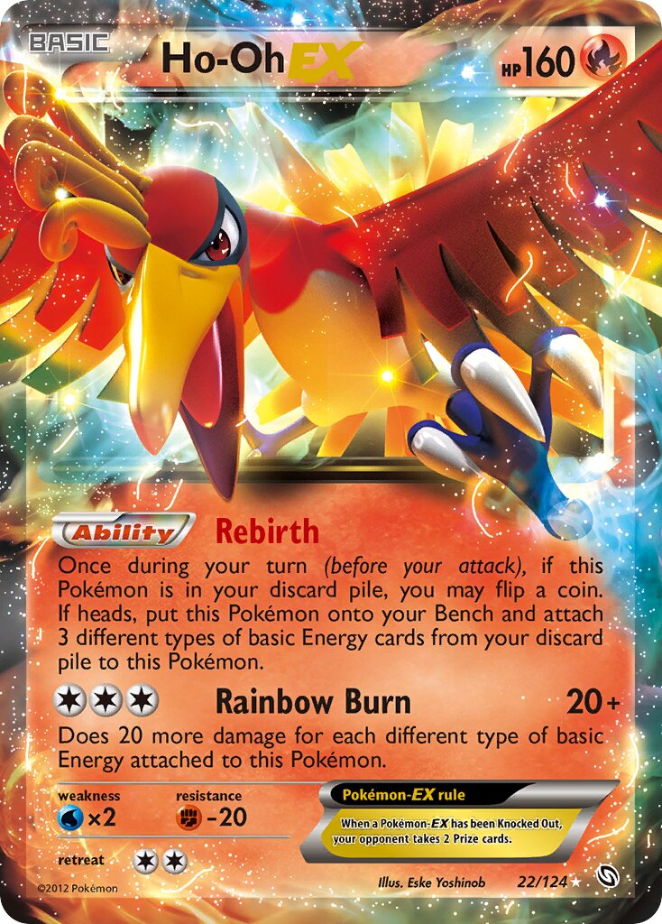 Ho-Oh-EX - 22/124 - Rare Holo EX (Inglés Foil LP)