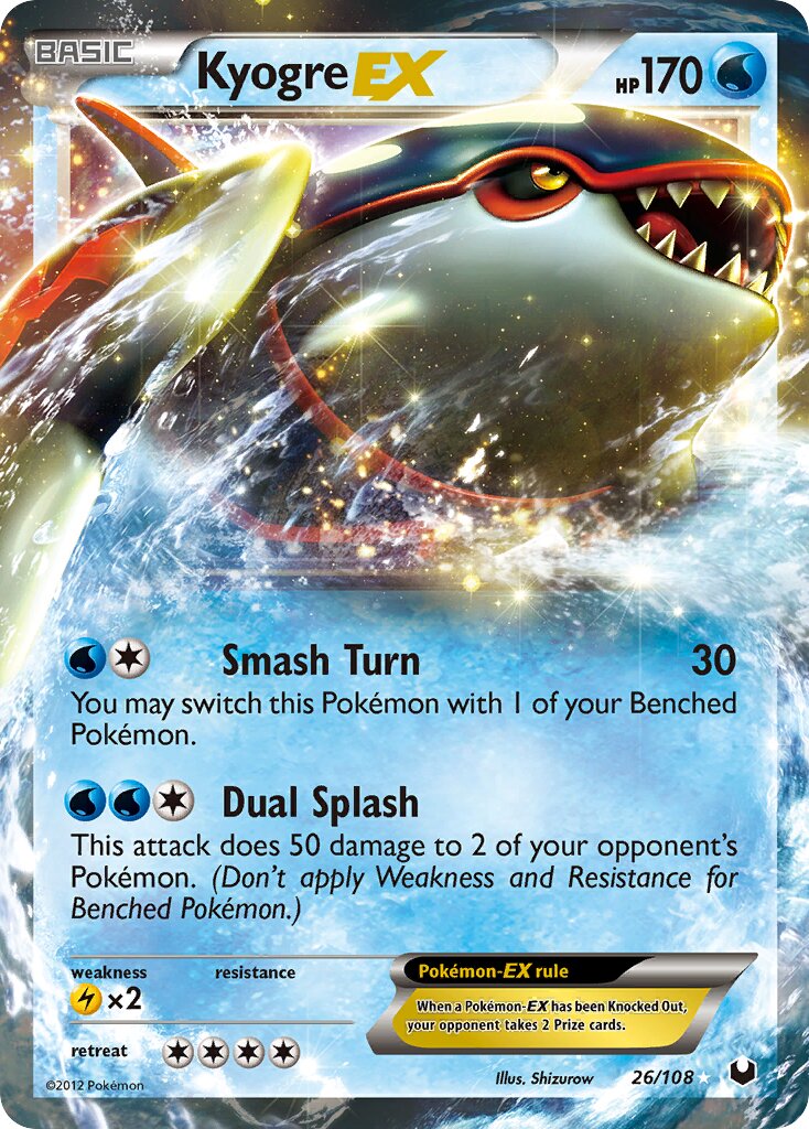 Kyogre-EX - 26/108 - Rare Holo EX (Inglés Foil HP)