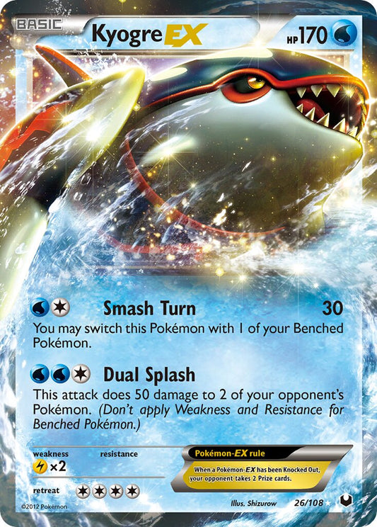 Kyogre-EX - 26/108 - Rare Holo EX (Inglés Foil HP)