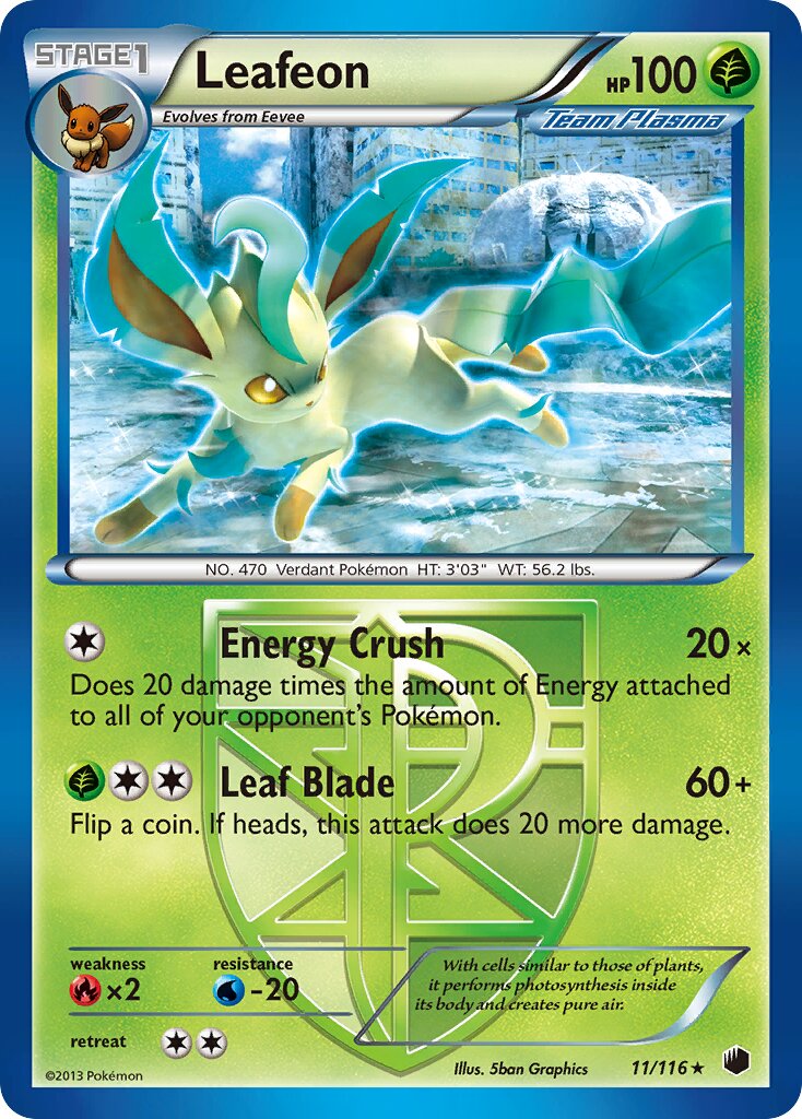 Leafeon - 11/116 - Rare (Inglés Reverse Holo MP)