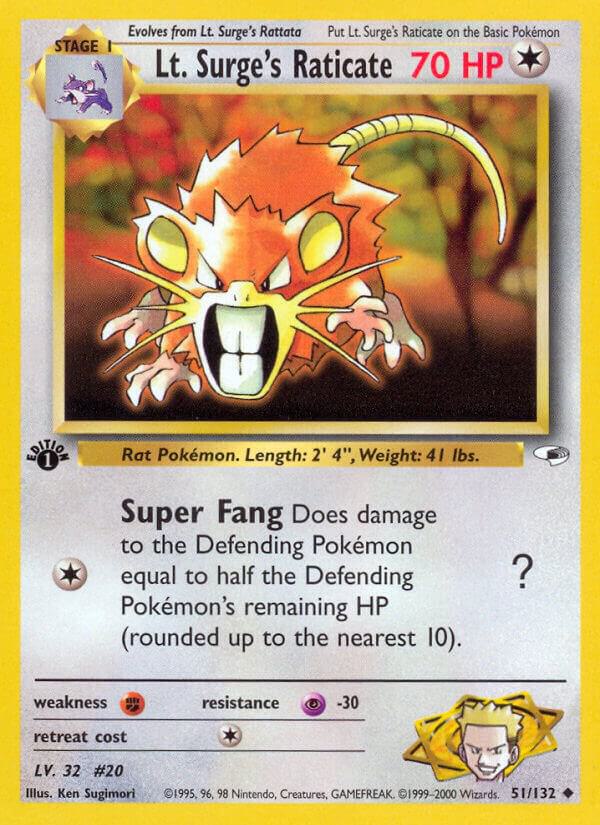 Lt. Surge's Raticate - 51/132 - Unlimited Uncommon (Inglés Unlimited MP)
