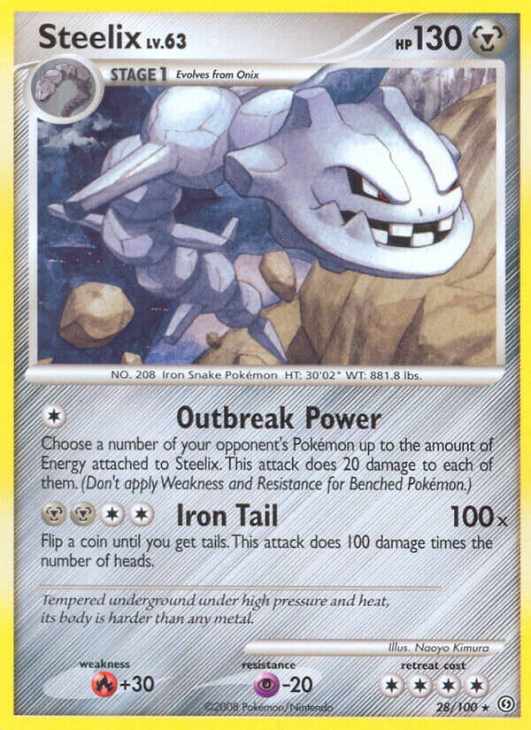 Steelix - 28/100 - Rare (Inglés Reverse Holo MP)