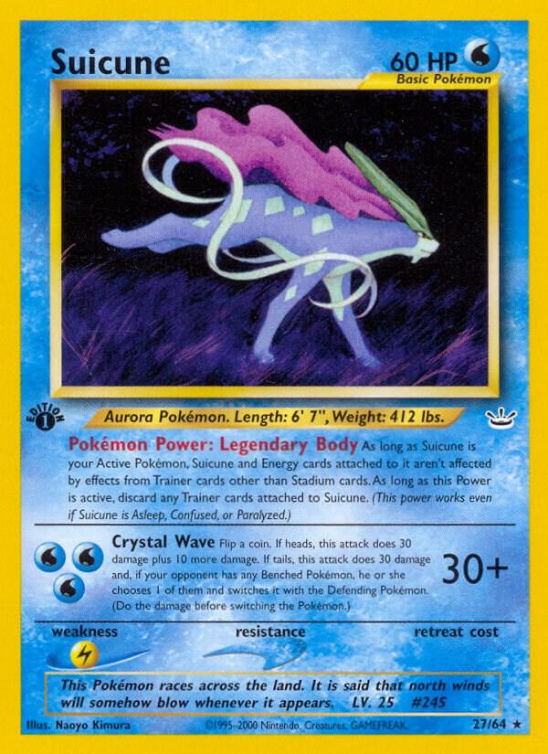 Suicune - 27/64 - 1st Edition Rare (Inglés 1st Edition DMG)