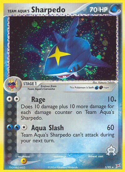 Team Aqua's Sharpedo - 5/95 - Rare Holo (Inglés Reverse Holo LP)