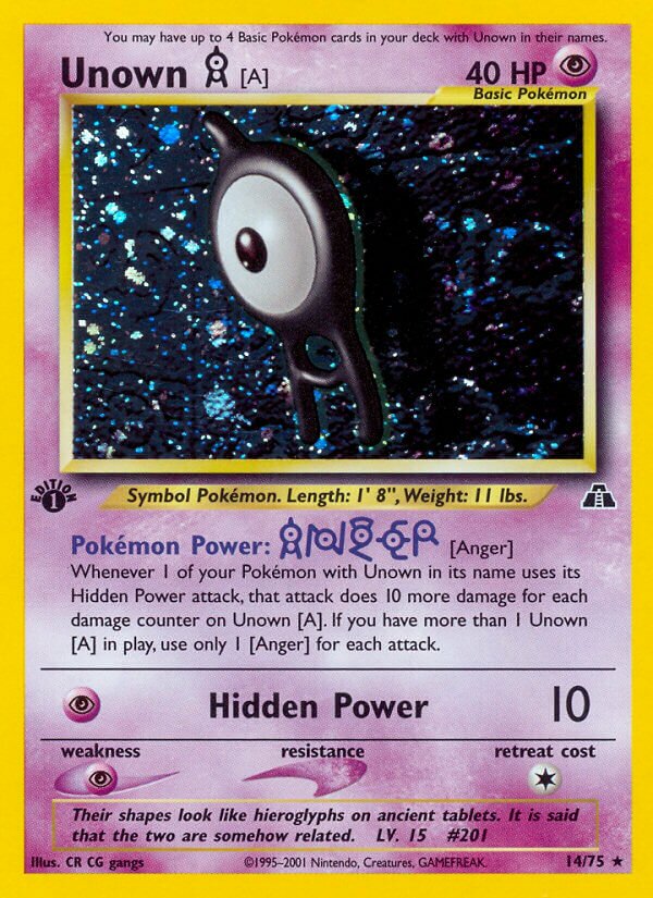 Unown [A] - 14/75 - Rare Holo (Inglés Foil NM)