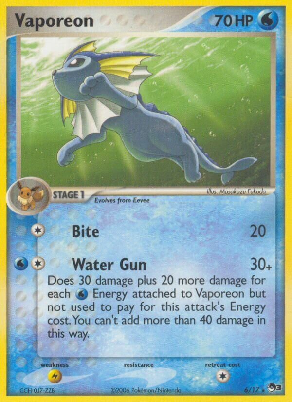 Vaporeon - 6/17 - Rare (Inglés Foil LP)