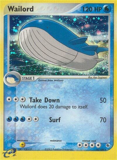 Wailord - 14/109 - Rare Holo (Inglés Foil DMG)