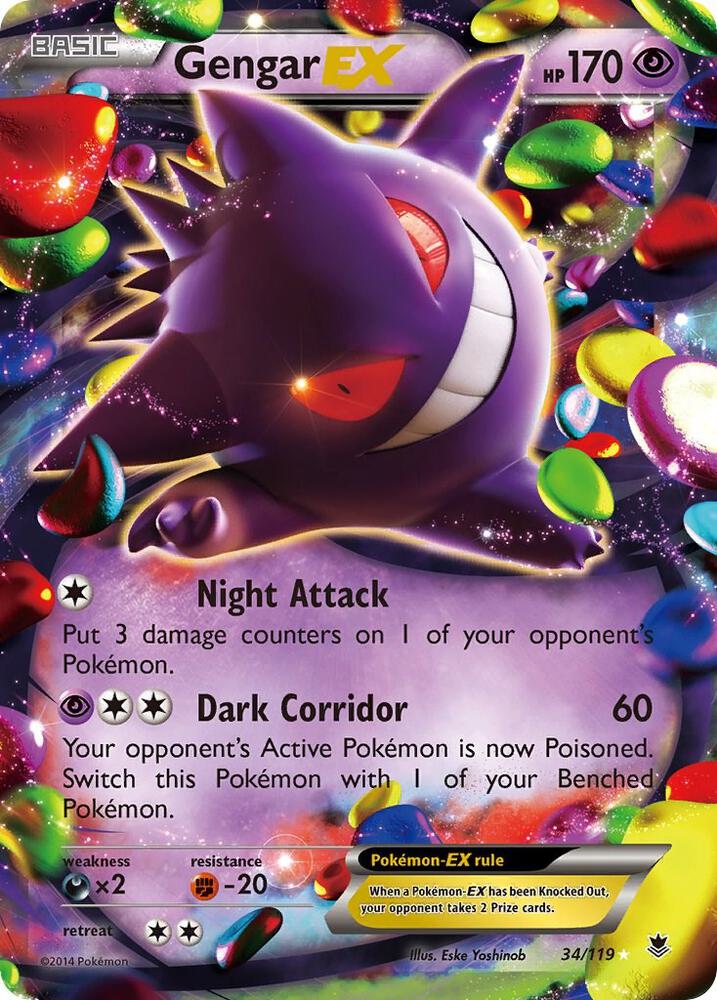 Gengar-EX - 34/119 - Rare Holo EX (Inglés Foil MP)