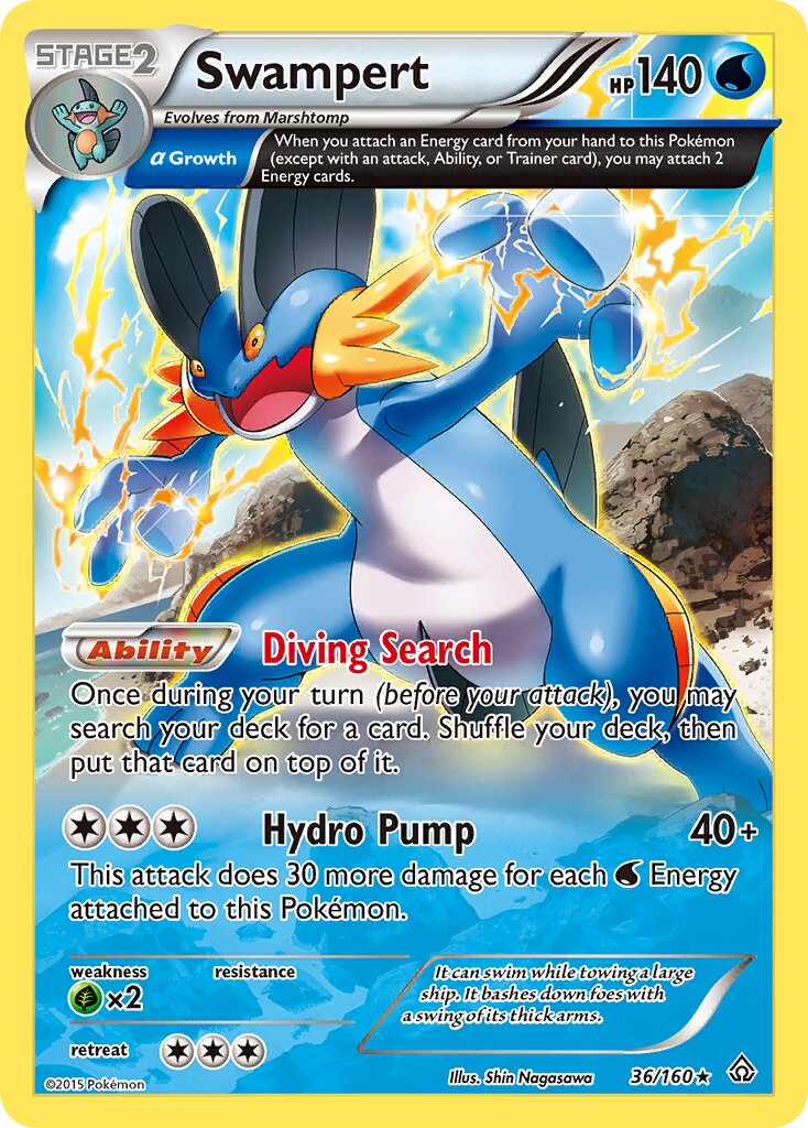 Swampert - 36/160 - Rare Holo (Inglés Foil NM)