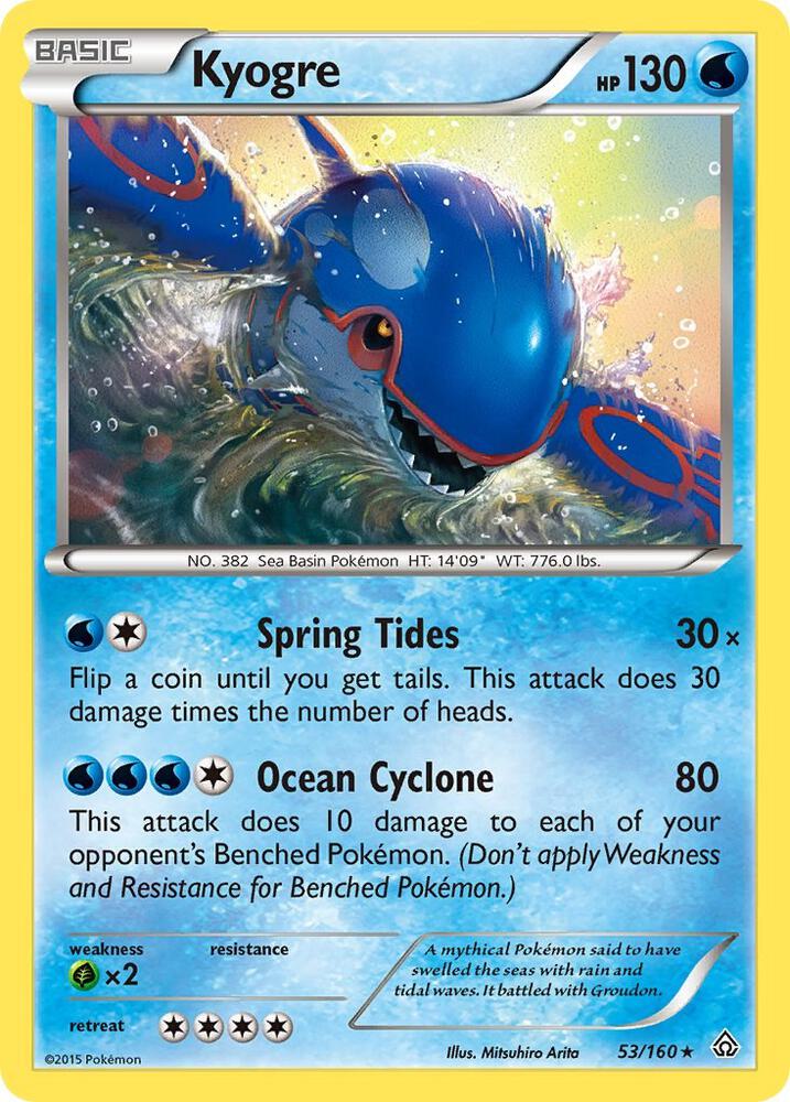 Kyogre - 53/160 - Rare (Inglés Reverse Holo LP)